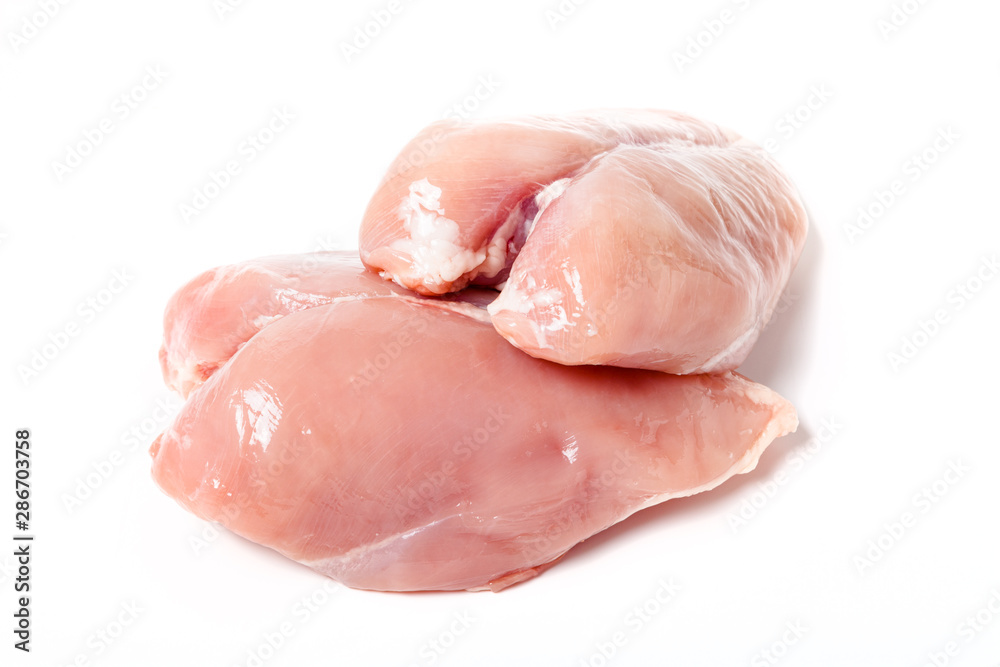 Raw fillet of chiken breast on a light background Raw fillet of chiken breast on a light background