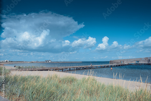Amazing Landscape Natural View on Atlantic Coast with Pier  Copenhagen  Denmark  Europe