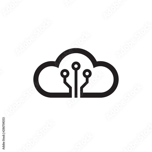 Cloud hosting icon design. Computing technology sign. Server network connection symbol. Vector illustration. 
