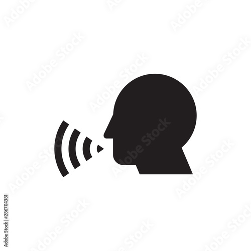Talking head - web black icon design. Voice control person. Vector illustration. 