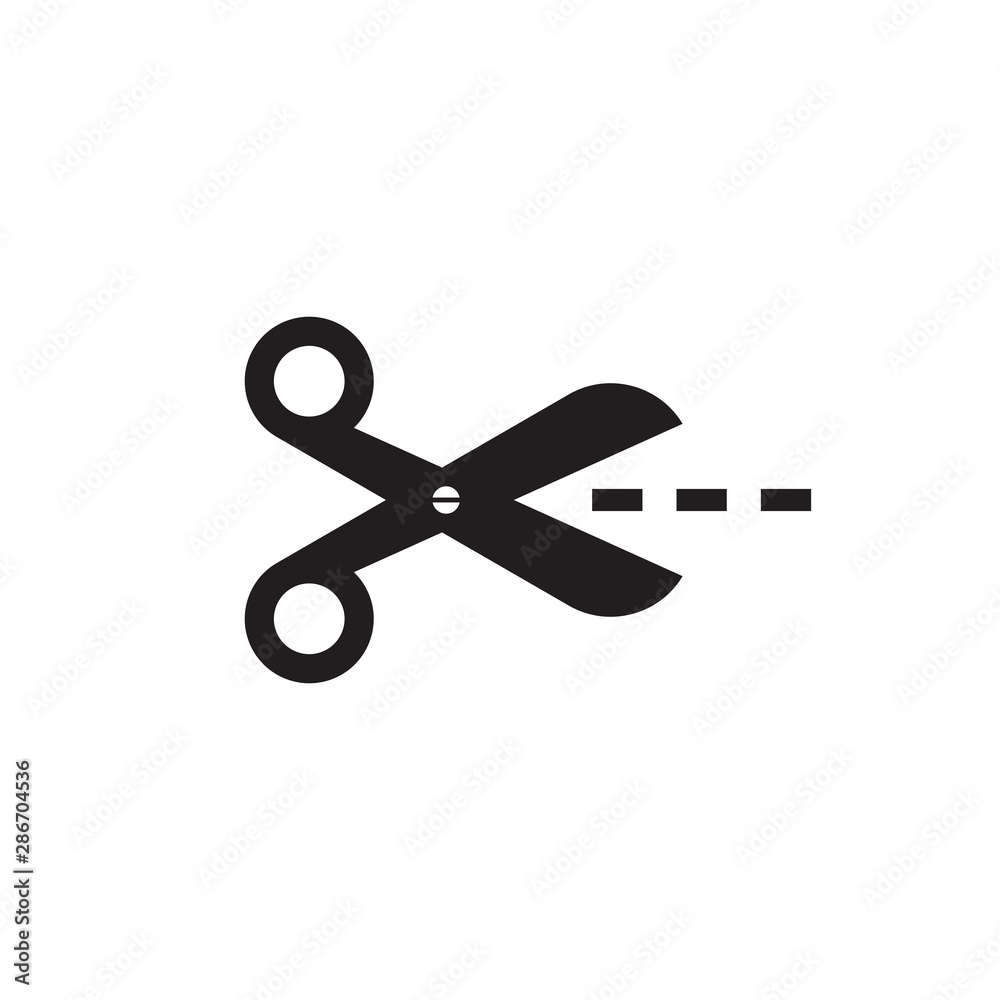 Scissors - vector icon design. Cut line. Scissors - vector icon design. Cut line.