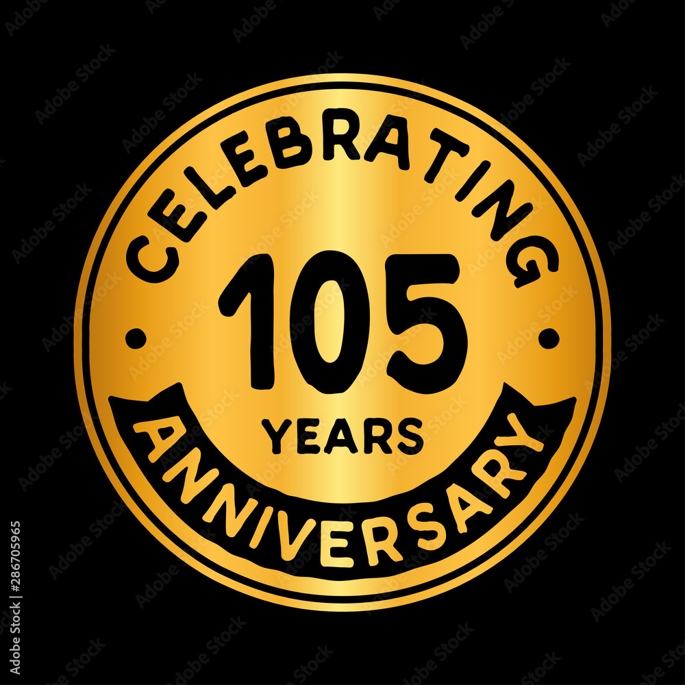 105 years anniversary logo design template. One hundred and five years logtype. Vector and illustration.