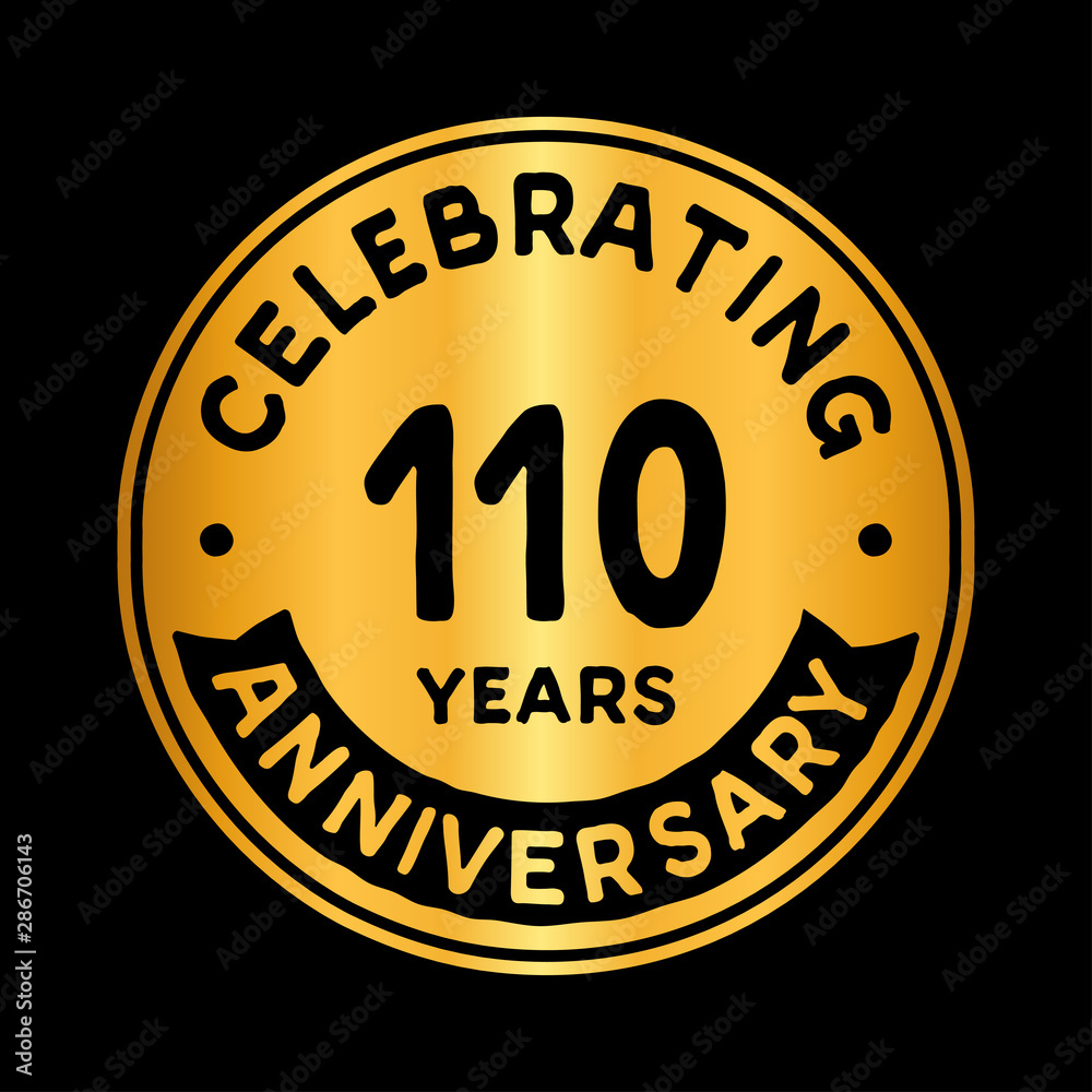 110 years anniversary logo design template. One hundred and ten years logtype. Vector and illustration.