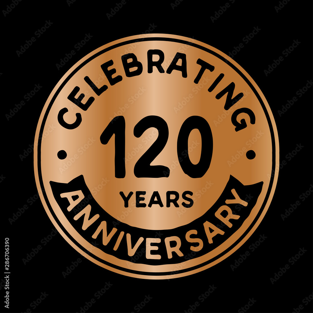 120 years anniversary logo design template. One hundred and twenty years logtype. Vector and illustration.