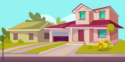 Residential house flat vector illustration