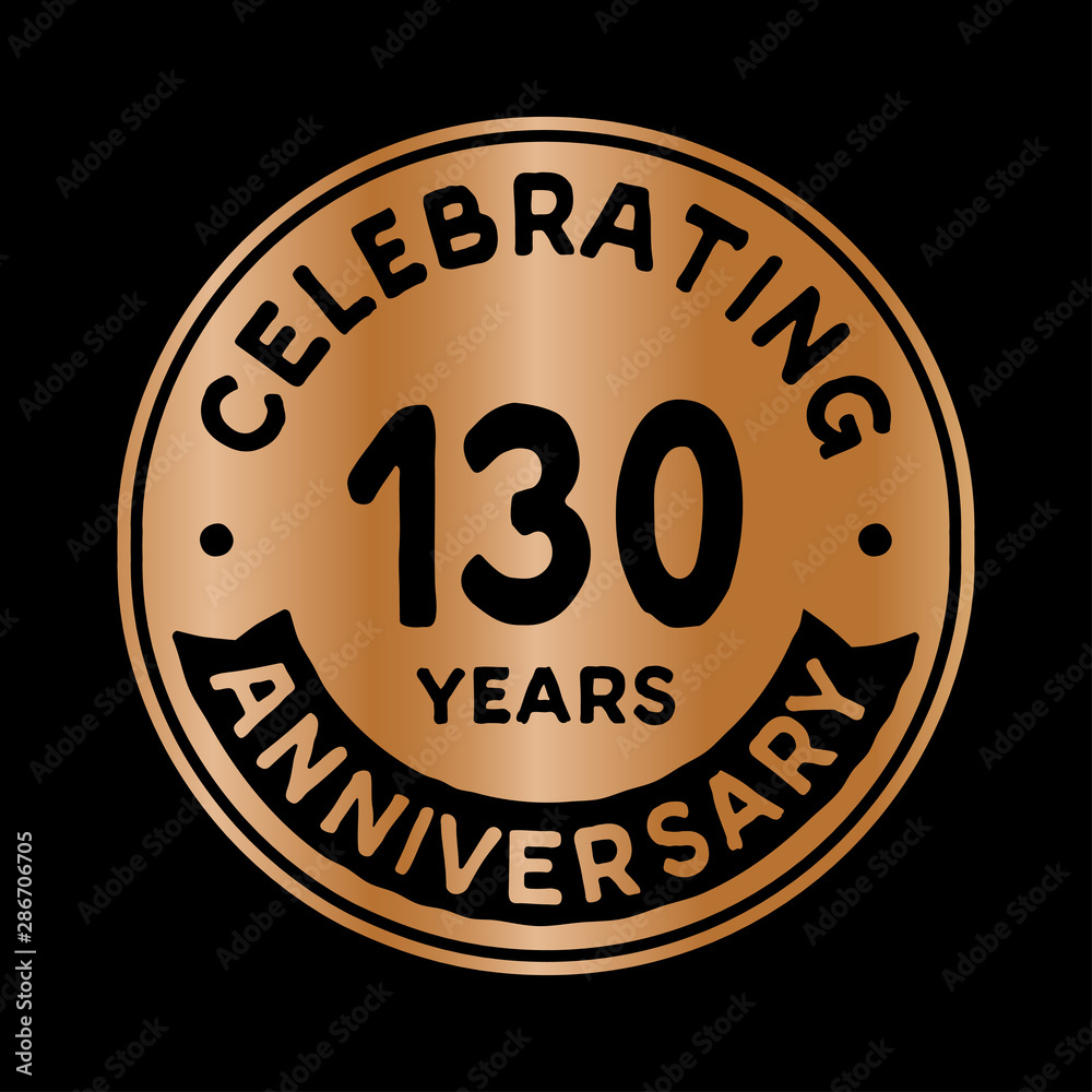 130 years anniversary logo design template. One hundred and thirty years logtype. Vector and illustration.