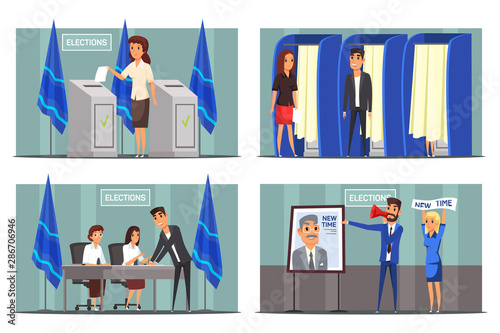 Presidential election flat illustrations set