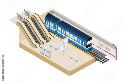 Subway station isometric vector illustration