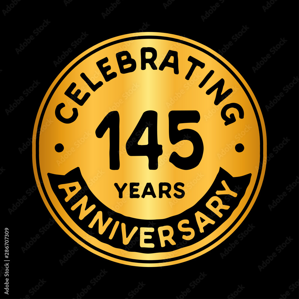 145 years anniversary logo design template. One hundred and forty-five years logtype. Vector and illustration.