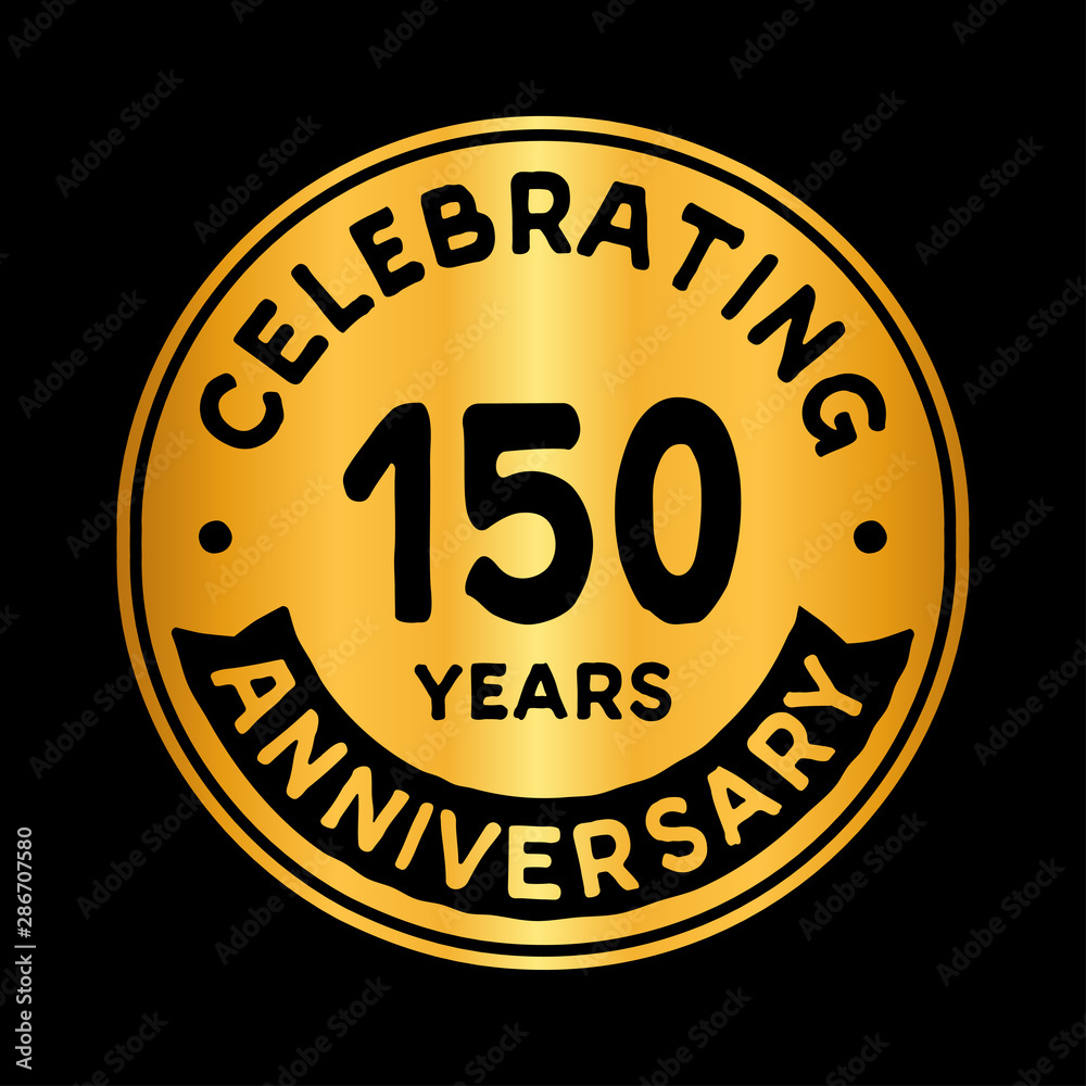 150 years anniversary logo design template. One hundred and fifty years logtype. Vector and illustration.