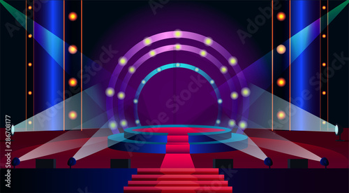 Empty stage flat vector illustration