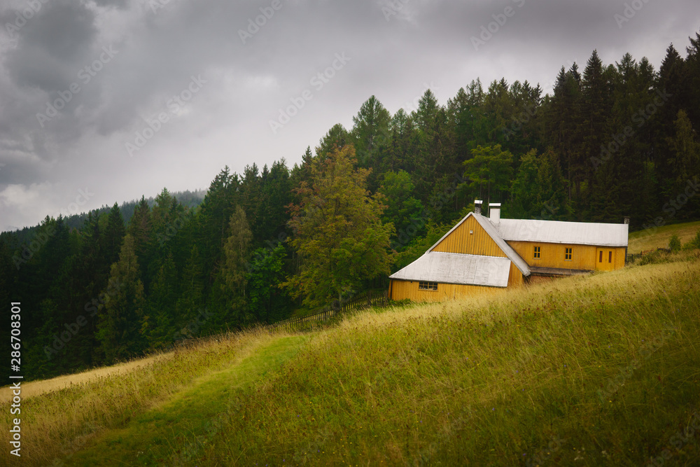 Slopes and the shelters in the area of the village Velka Upa in the Czech Giant Mountains