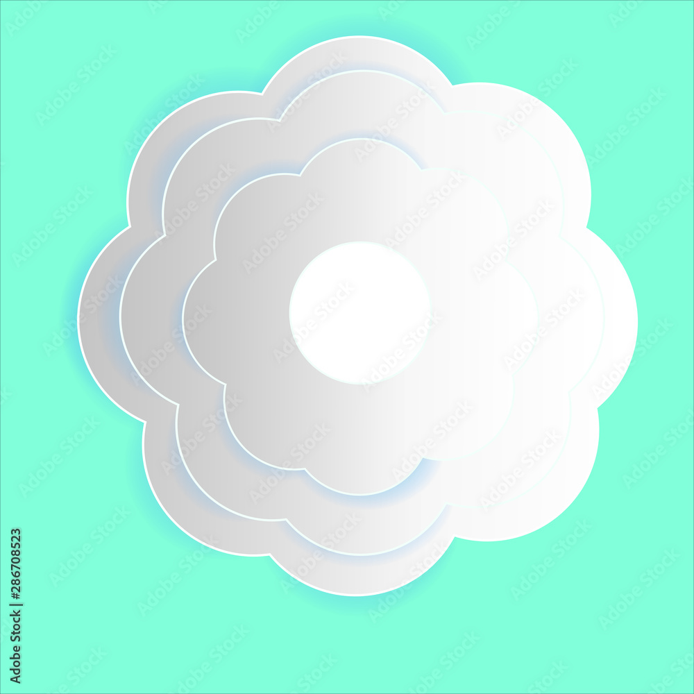 vector White paper flower light blue background vector White paper flower light blue background