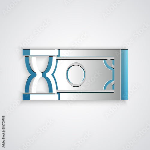 Paper cut Fast payments icon isolated on grey background. Fast money transfer payment. Financial services, fast loan, time is money, cash back concept. Paper art style. Vector Illustration