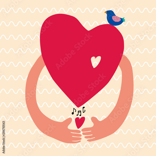 a big heart and a small heart 大きいハートと小さいハート