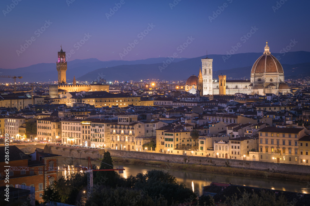 City of Florence seen from the viewpoint of Piazzale Michelangelo. Italy.