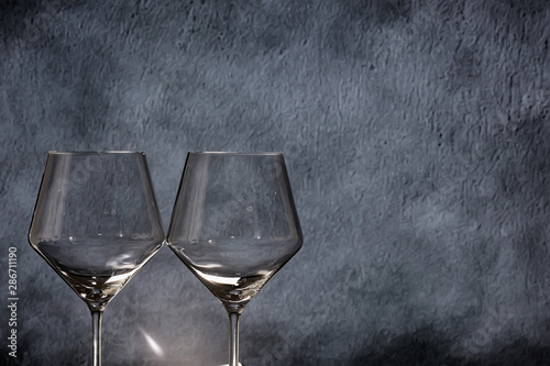 empty glasses gray background
