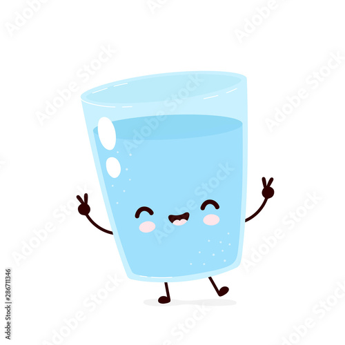 Cute smiling happy water glass.