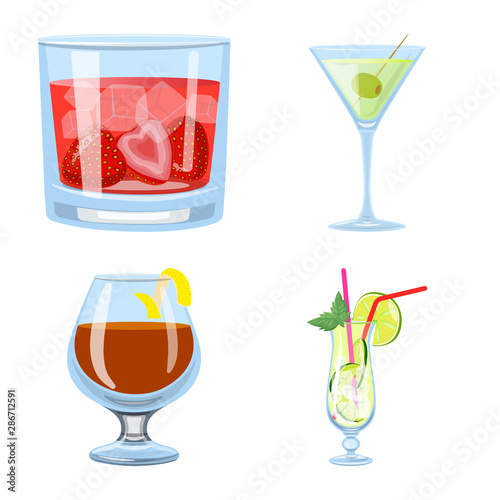 Vector design of cocktail and drink icon. Collection of cocktail and ice vector icon for stock.