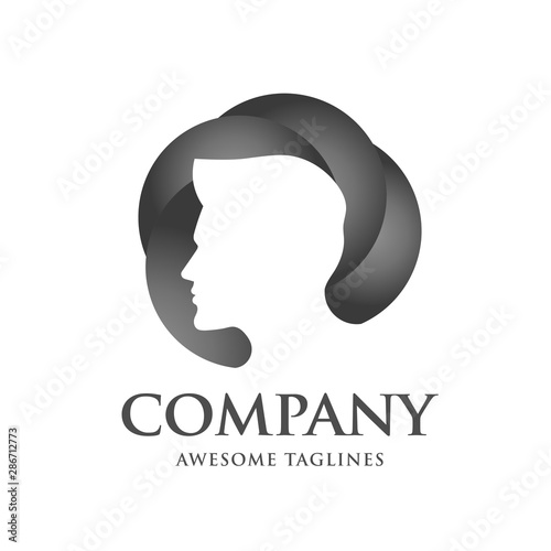 man silhouette head with modern color gradient background  vector concept