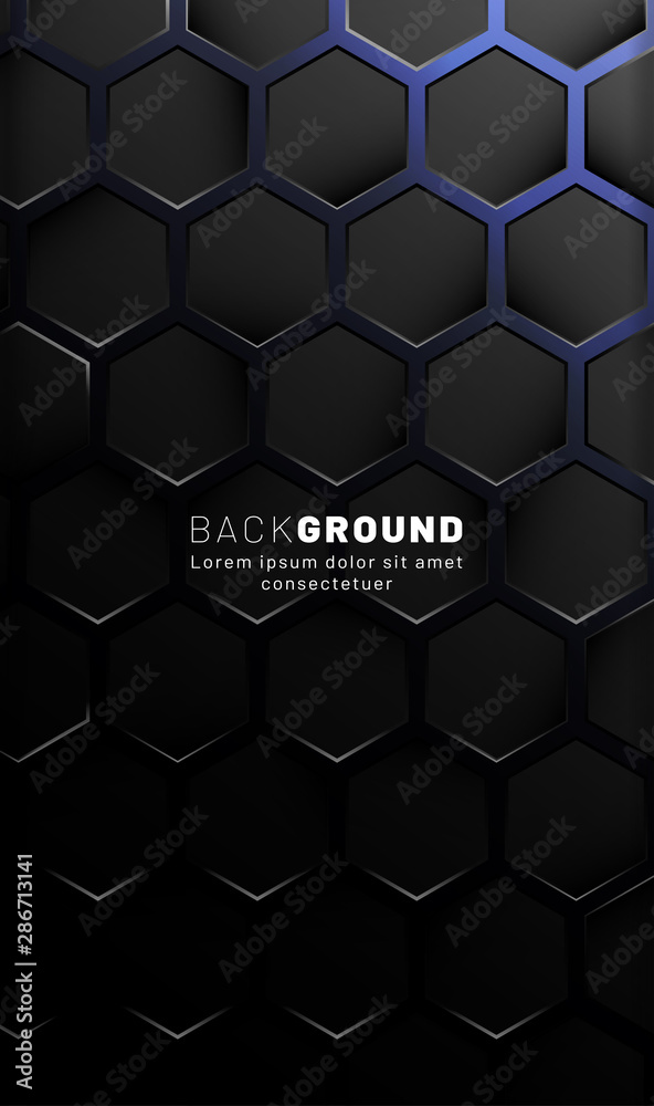 Vertical hexagon background. Gradient color light pattern with dark background technology style. Honeycomb. Vector illustration of light. Vertical hexagon background. Gradient color light pattern with dark background technology style. Honeycomb. Vector illustration of light.