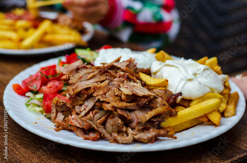 Doner meat with french fries photo