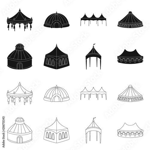 Vector illustration of roof and folding symbol. Collection of roof and architecture vector icon for stock. © Svitlana