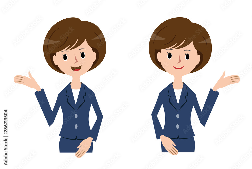 ビジネスウーマン・OL　上半身　紺色スーツ