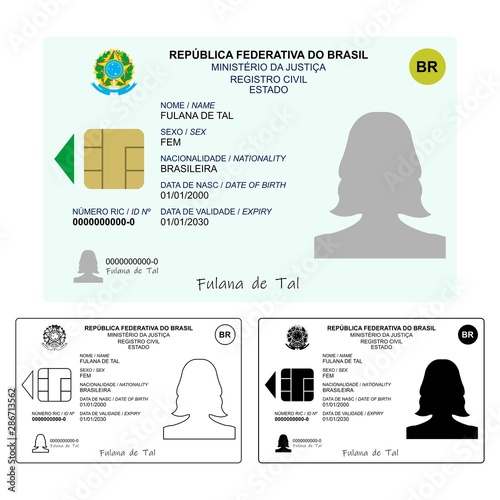 New ID card. Only graphical representation without scale or precision of the original elements.