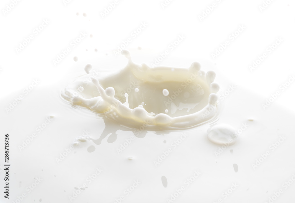 splash on the surface of white milk on a white background splash on the surface of white milk on a white background