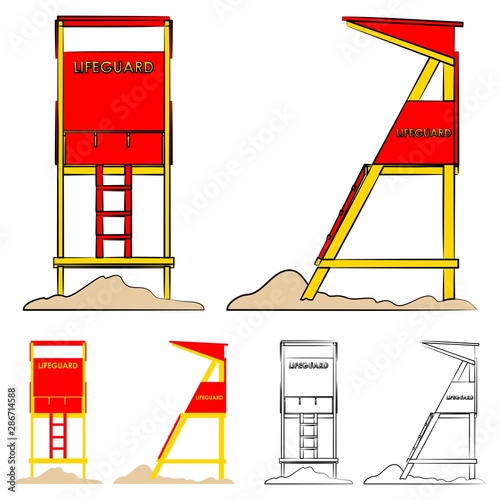 Traditional Life guard tower colored