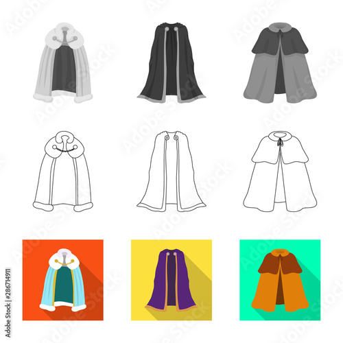 Vector design of material and clothing logo. Set of material and garment stock vector illustration.