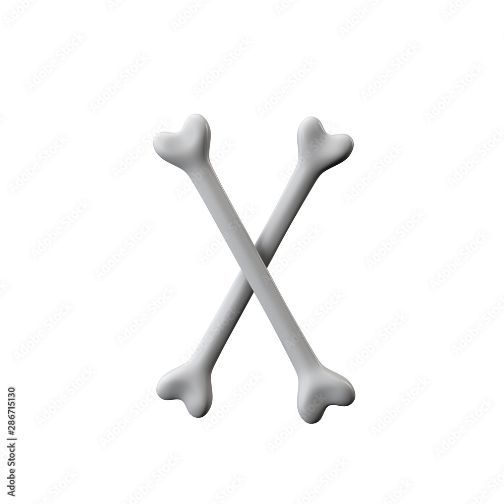 Letter X bone font. Halloween alphabet letter. 3D Rendering Letter X bone font. Halloween alphabet letter. 3D Rendering