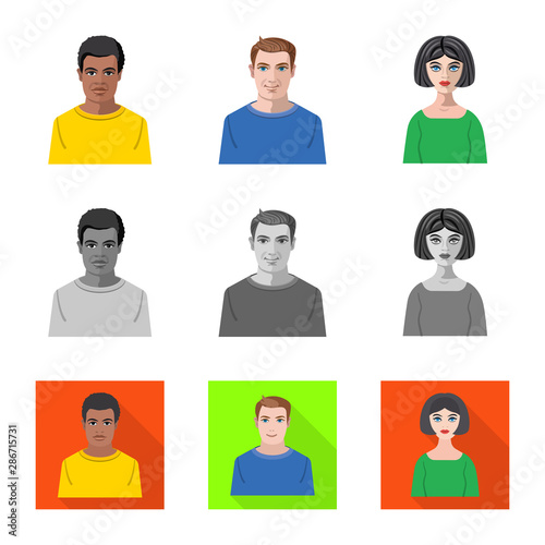 Vector design of hairstyle and profession logo. Collection of hairstyle and character stock vector illustration.