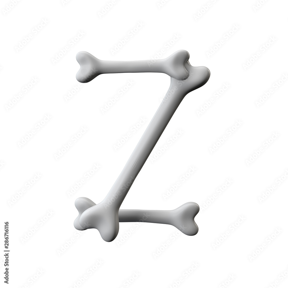 Letter Z bone font. Halloween alphabet letter. 3D Rendering Letter Z bone font. Halloween alphabet letter. 3D Rendering