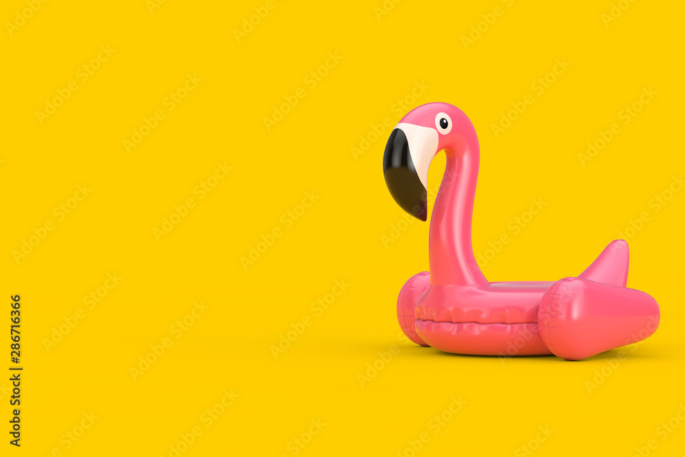 Summer Swimming Pool Inflantable Rubber Pink Flamingo Toy. 3d Rendering Summer Swimming Pool Inflantable Rubber Pink Flamingo Toy. 3d Rendering