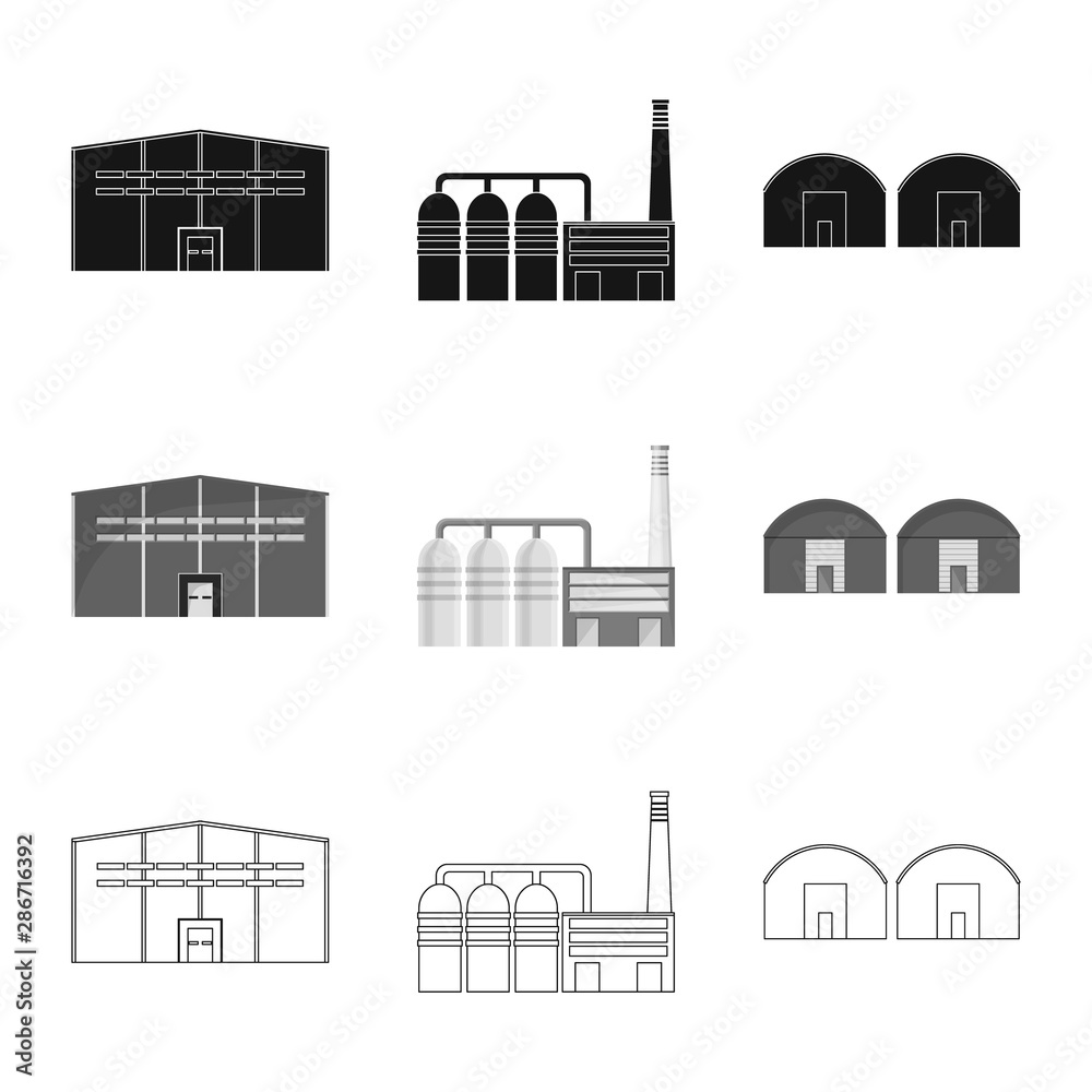 Vector illustration of production and structure logo. Collection of production and technology stock symbol for web.