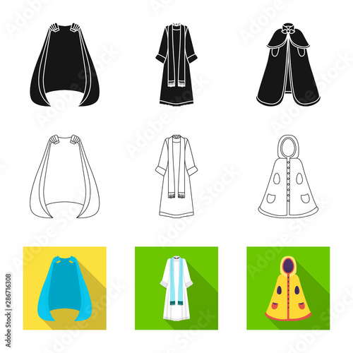 Vector illustration of material and clothing symbol. Collection of material and garment stock vector illustration.