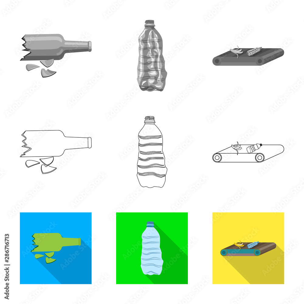 Vector illustration of refuse and junk icon. Set of refuse and waste vector icon for stock.
