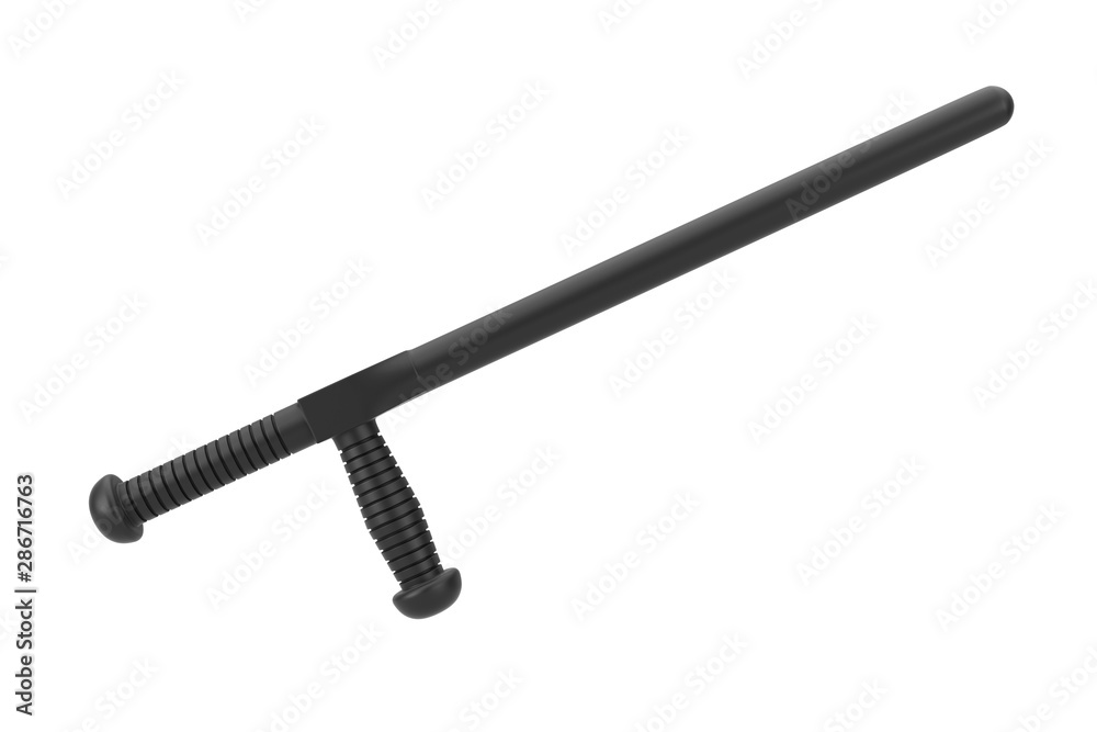 Black Rubber Police Baton or Nightstick. 3d Rendering Black Rubber Police Baton or Nightstick. 3d Rendering