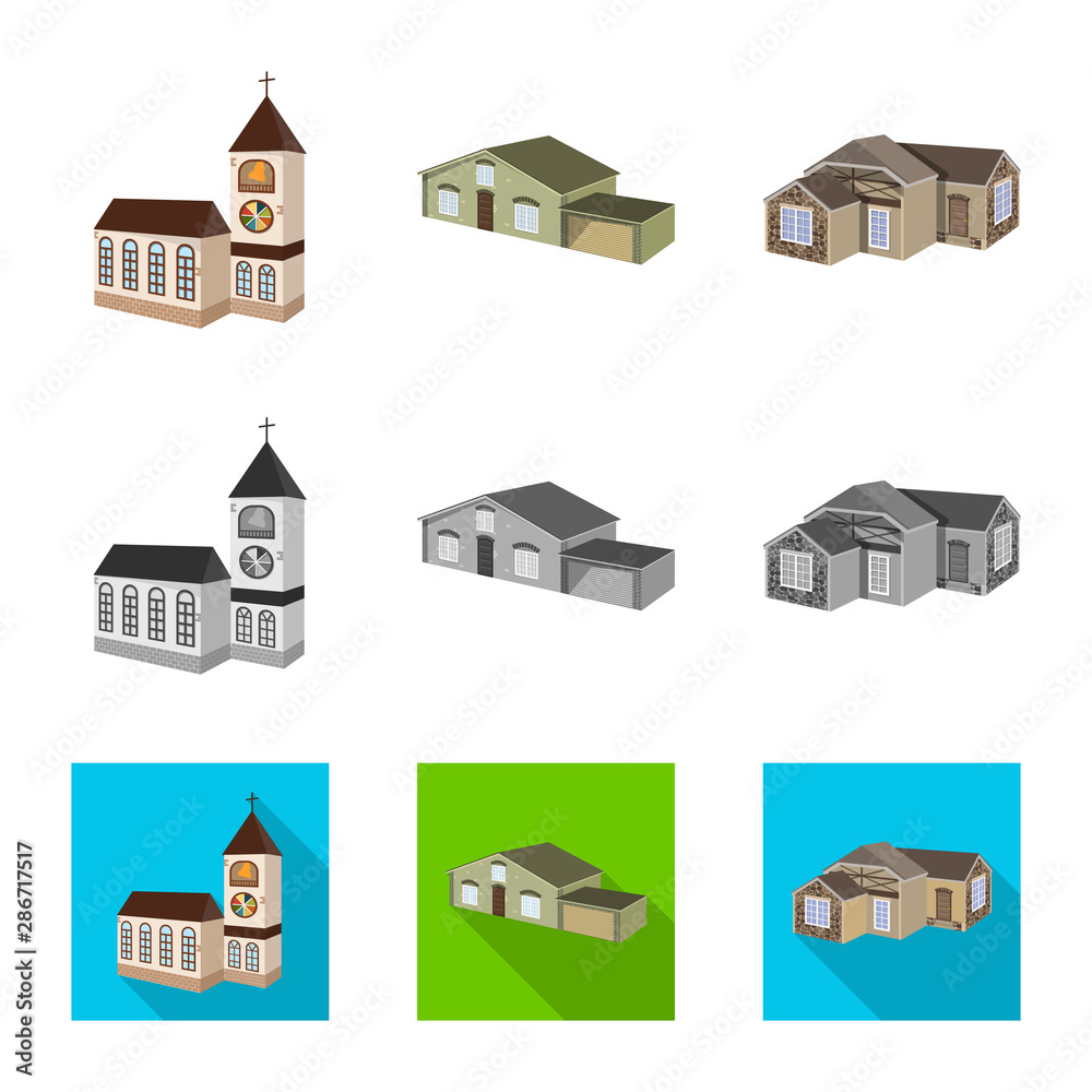 Vector design of facade and housing icon. Collection of facade and infrastructure vector icon for stock.
