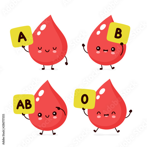 Cute happy healthy smiling blood drop character