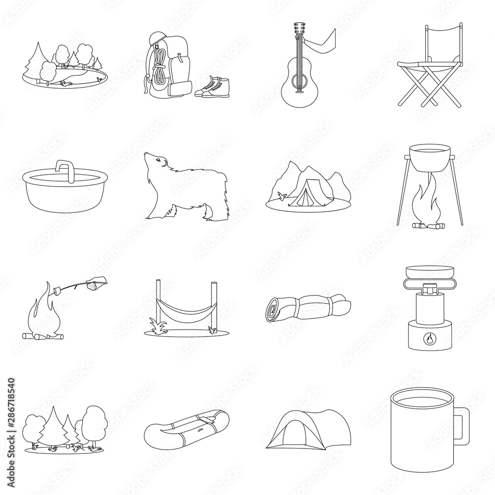Isolated object of travel and nature symbol. Collection of travel and park stock symbol for web. Isolated object of travel and nature symbol. Collection of travel and park stock symbol for web.