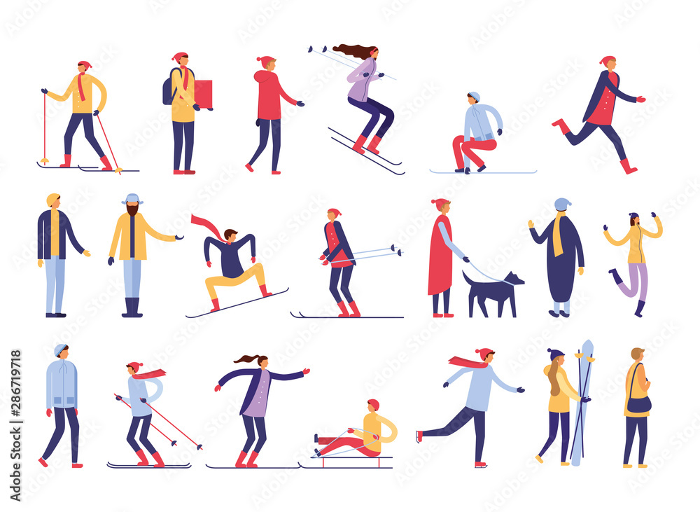 people practicing snow activities