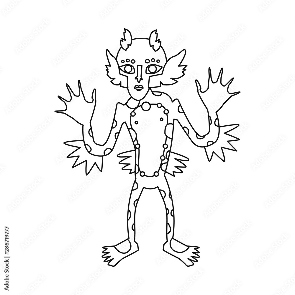 Isolated object of demon and aquatic logo. Collection of demon and merman stock vector illustration.