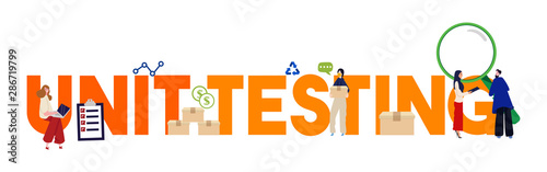 Unit testing in the form of programming development code, Vector illustration