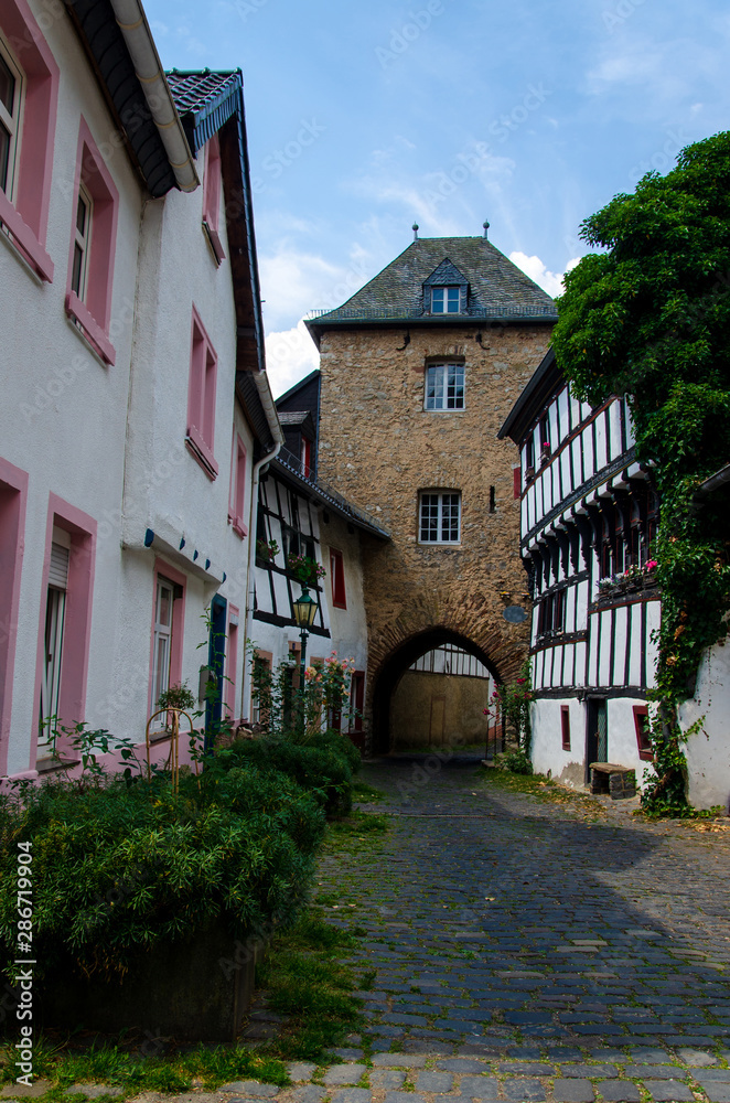 View of Hirtenturm, an old city gate in Blankenheim, North Rhine-Westphalia Germany