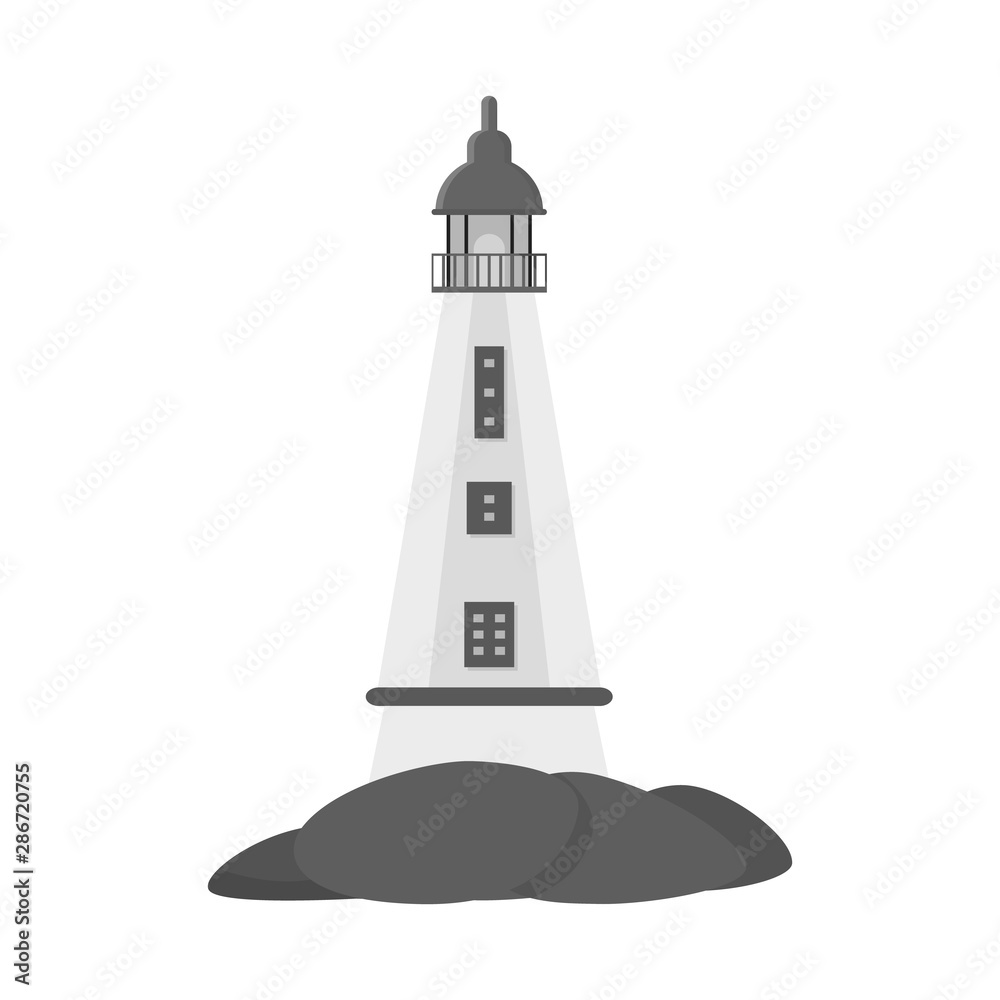 Vector design of lighthouse and water sign. Collection of lighthouse and beacon stock vector illustration. Vector design of lighthouse and water sign. Collection of lighthouse and beacon stock vector illustration.