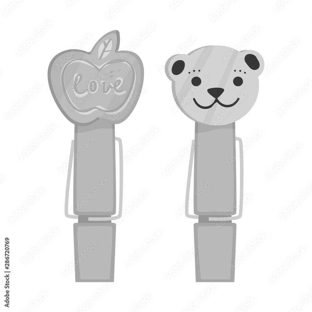 Isolated object of peg and clothespin sign. Collection of peg and pin vector icon for stock. Isolated object of peg and clothespin sign. Collection of peg and pin vector icon for stock.