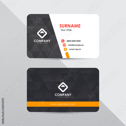 Modern business card design template. Orange color abstract line element clean composition.